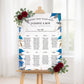 Blue, Grey and Gold Leaves Wedding Seating Plan