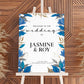 Blue, Grey and Gold Leaves Wedding Welcome Sign