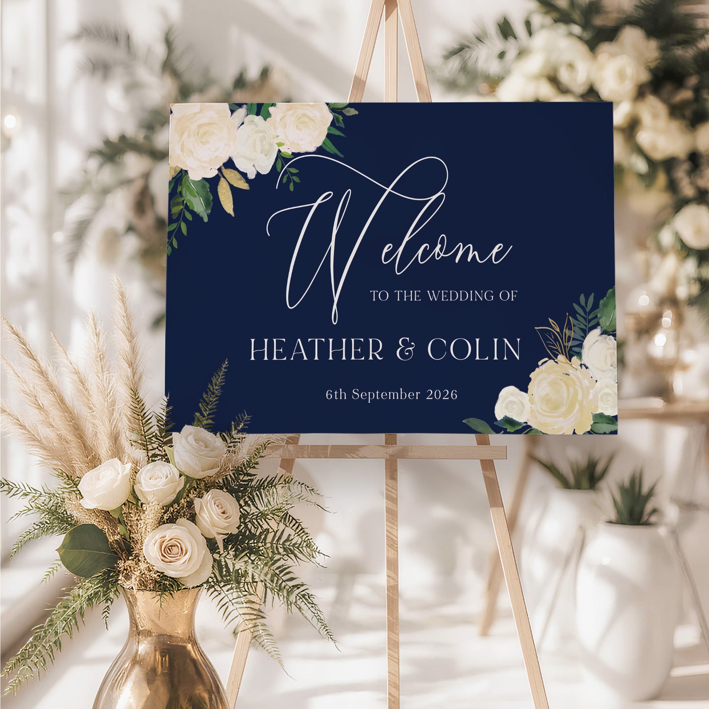 Navy Wedding Welcome Sign