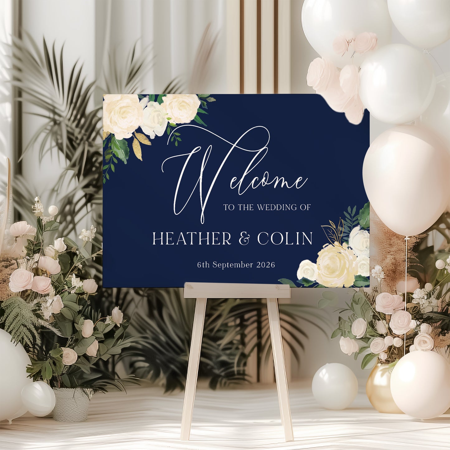 Navy Wedding Welcome Sign