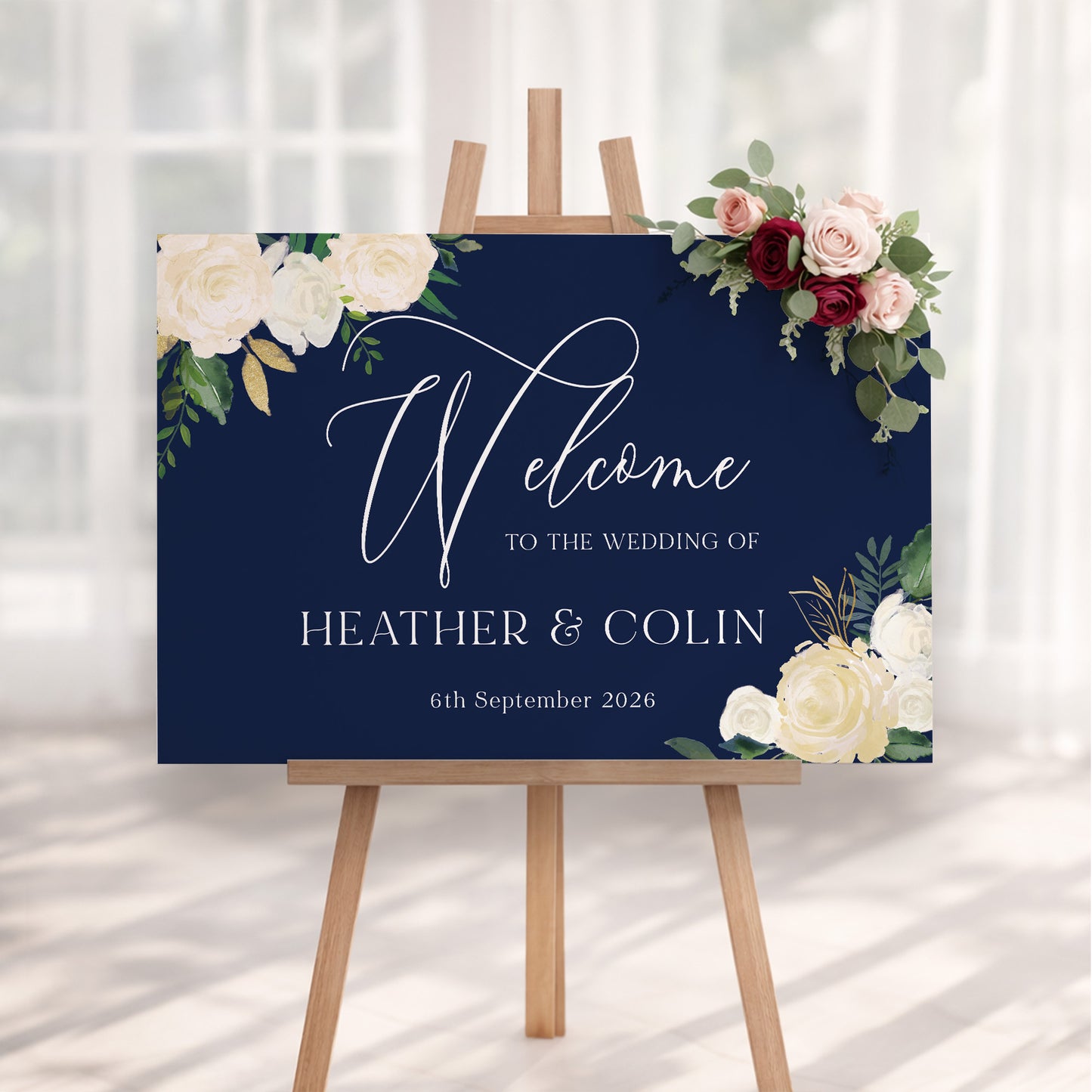 Navy Wedding Welcome Sign