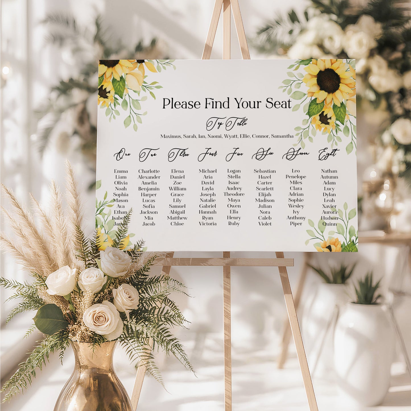 Sunflower Wedding Seating Plan Sign