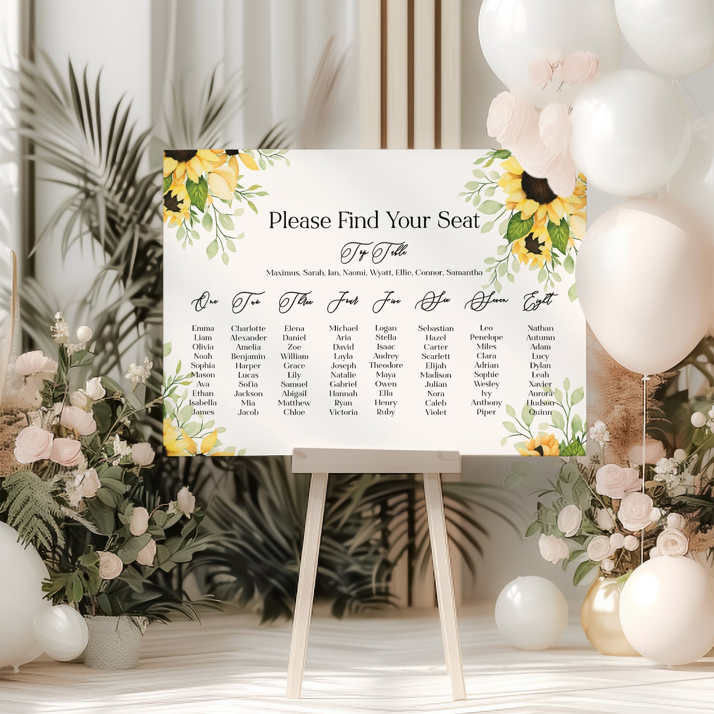 Sunflower Wedding Seating Plan Sign