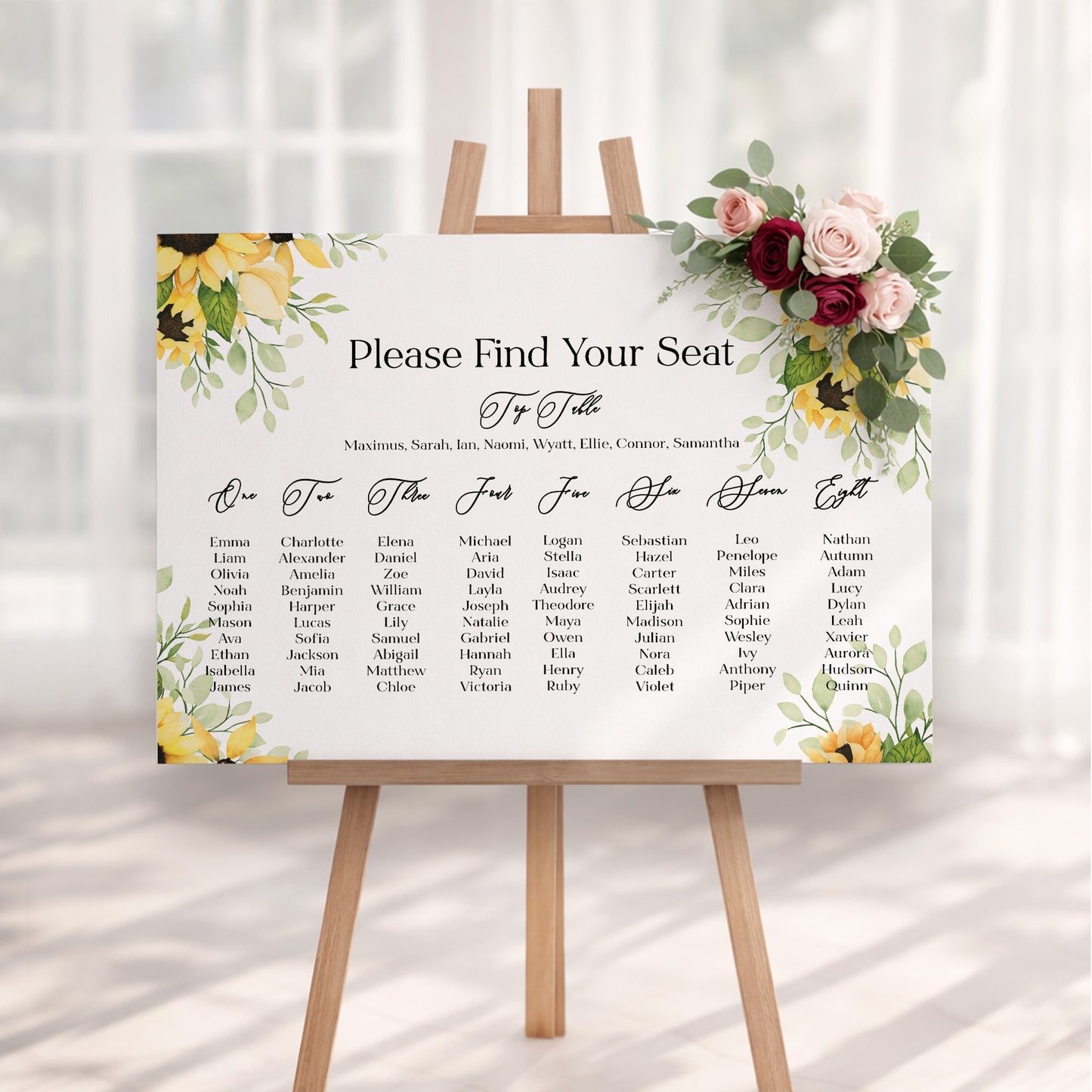 Sunflower Wedding Seating Plan Sign