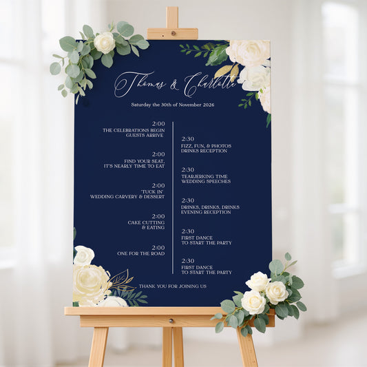 Navy Wedding Order of the Day Sign