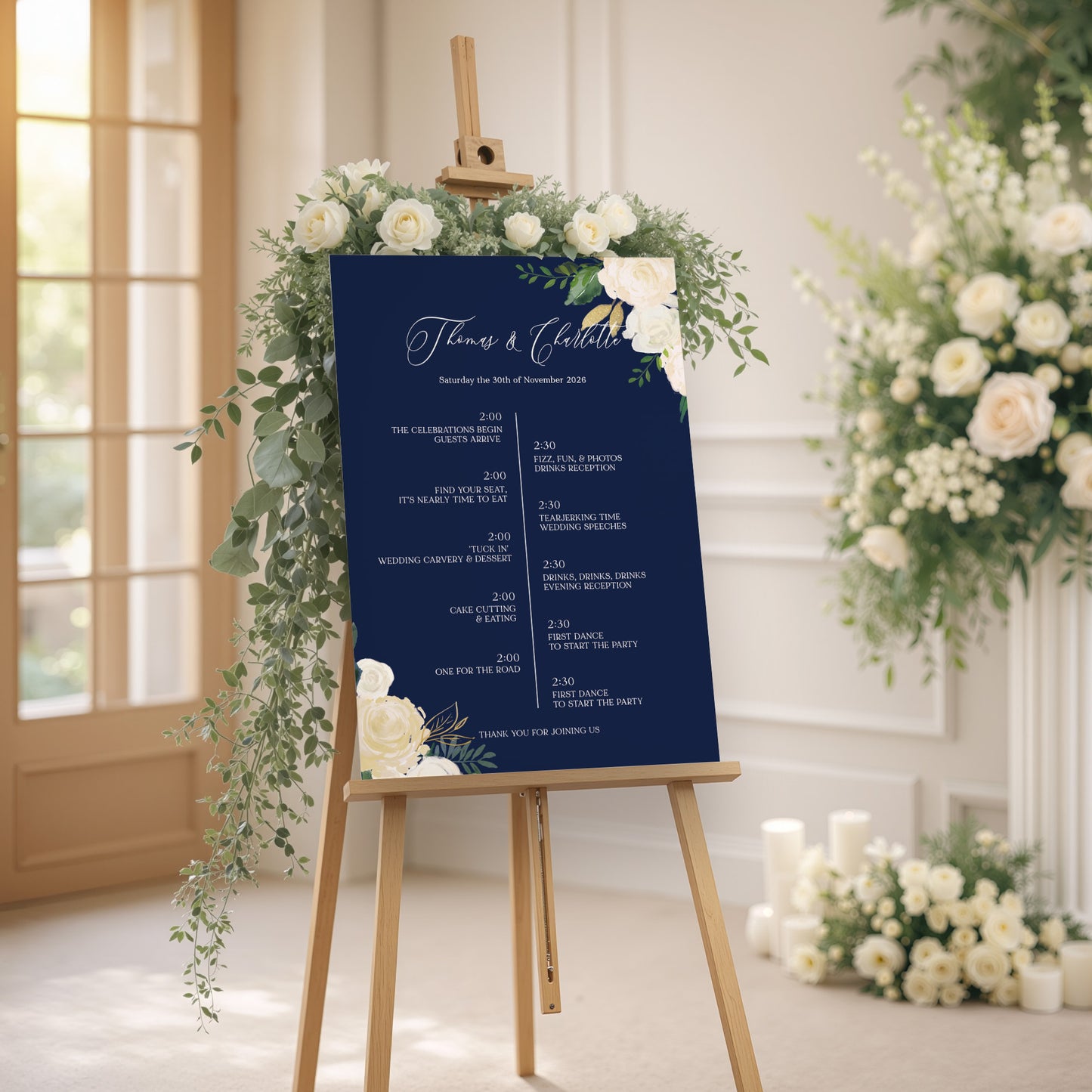 Navy Wedding Order of the Day Sign