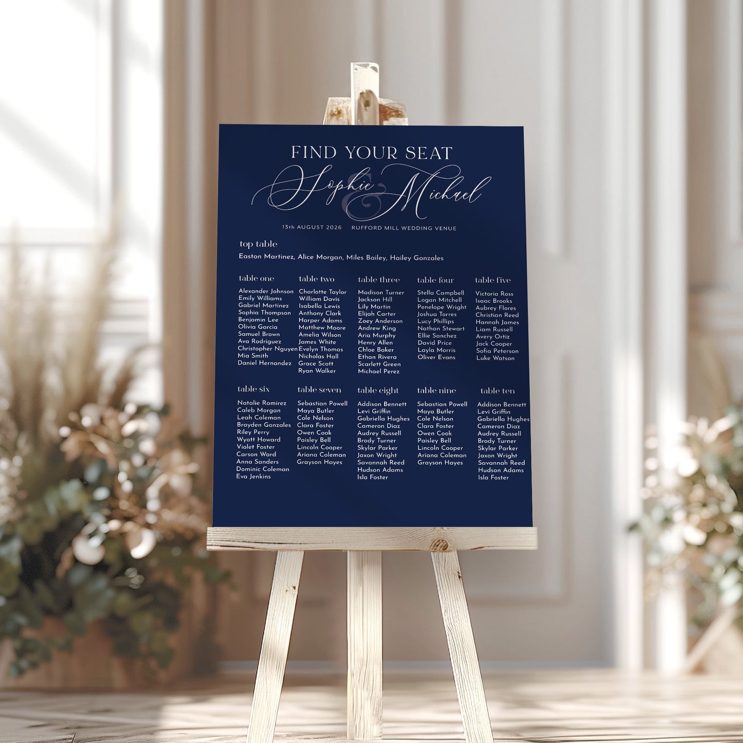 Navy Wedding Table Plan