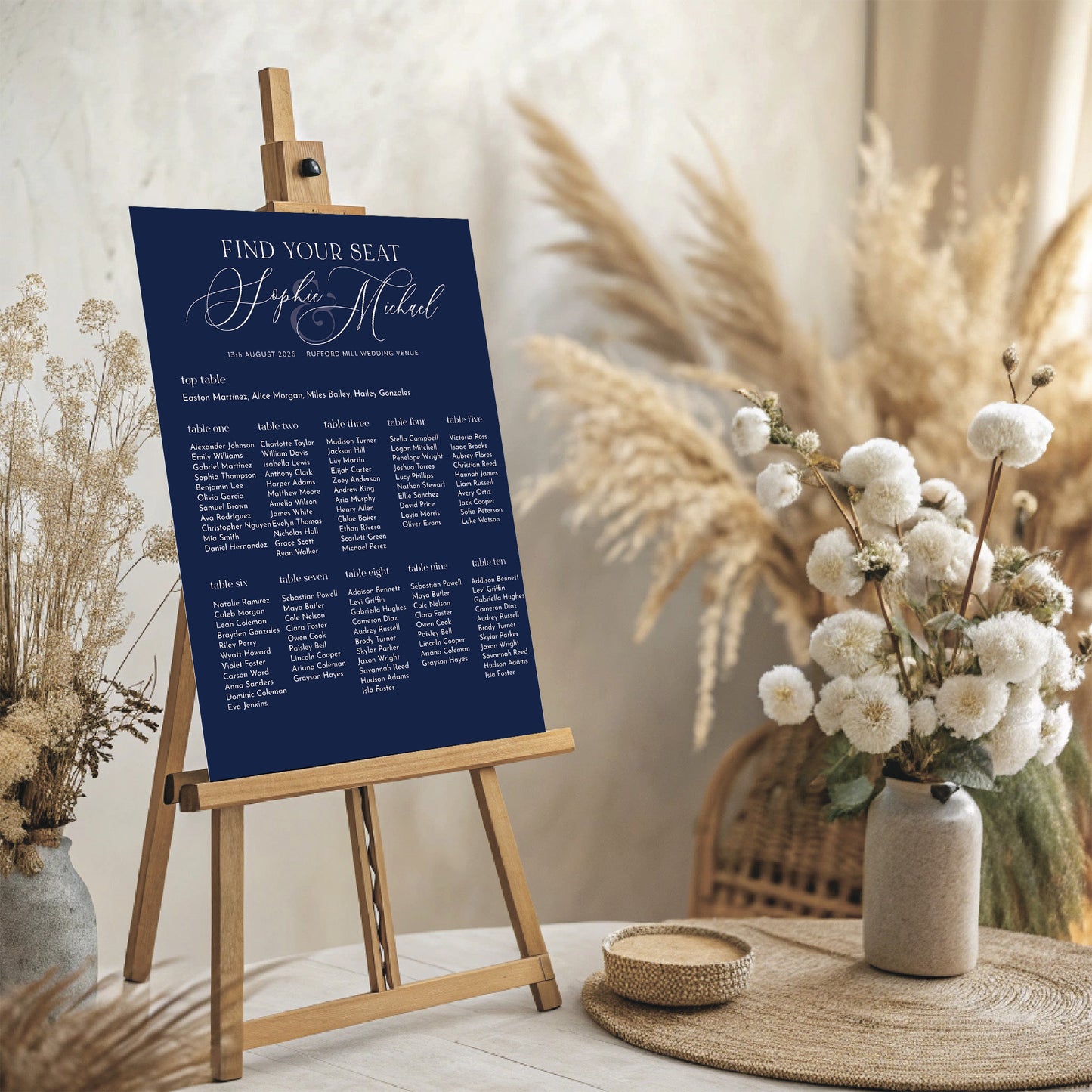 Navy Wedding Table Plan