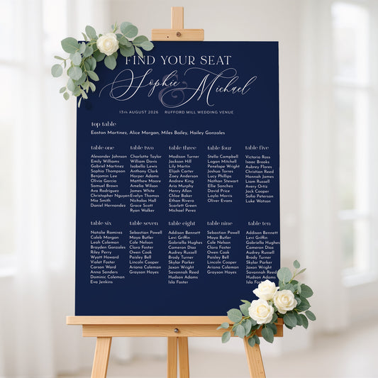 Navy Wedding Table Plan