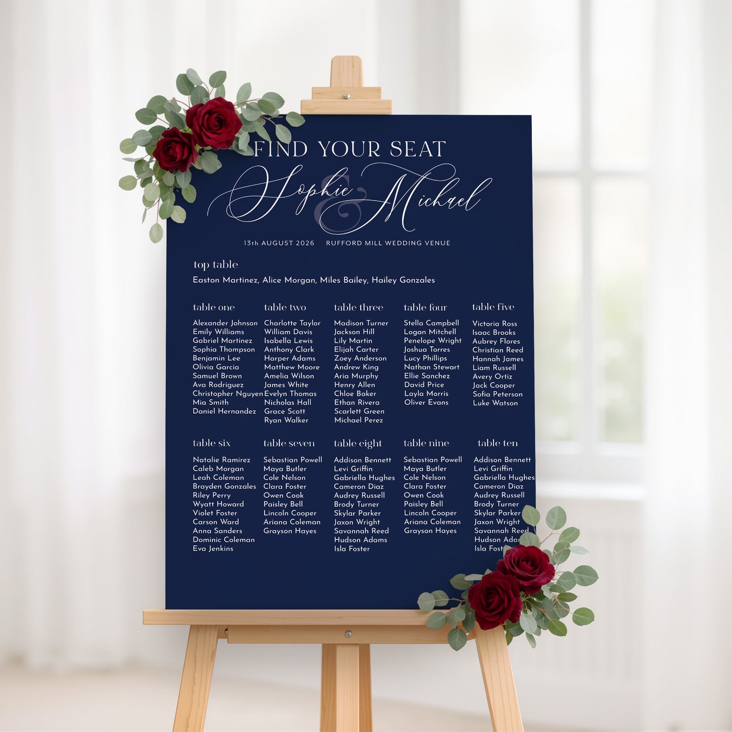 Navy Wedding Table Plan