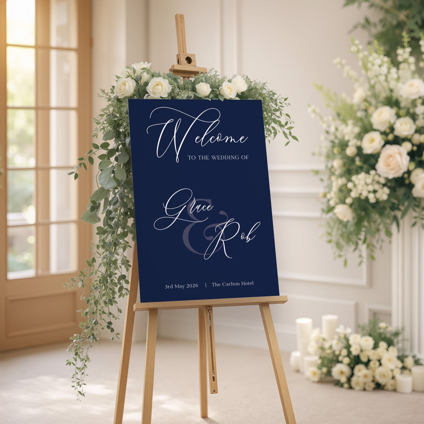 Classic Navy Wedding Welcome Sign