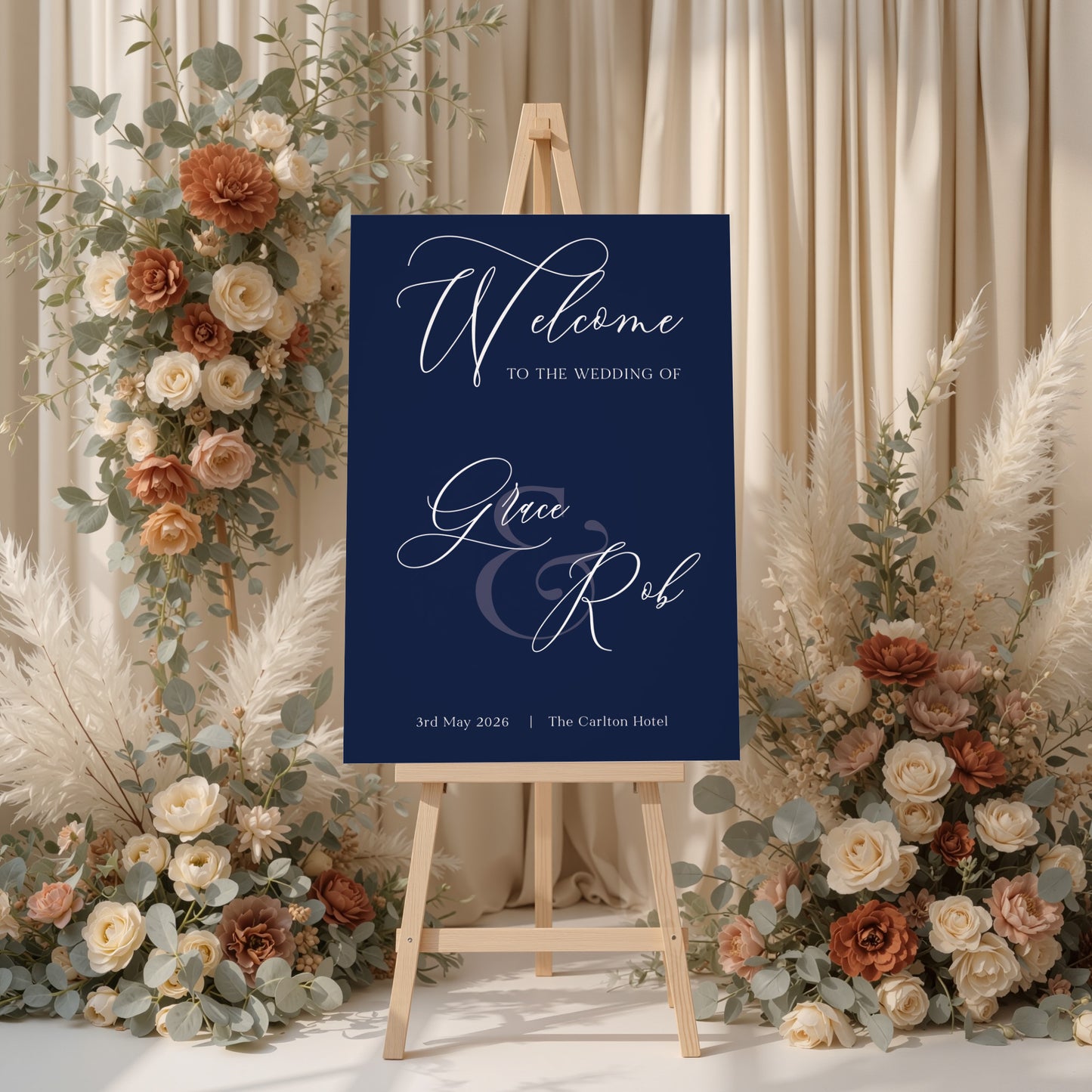Classic Navy Wedding Welcome Sign