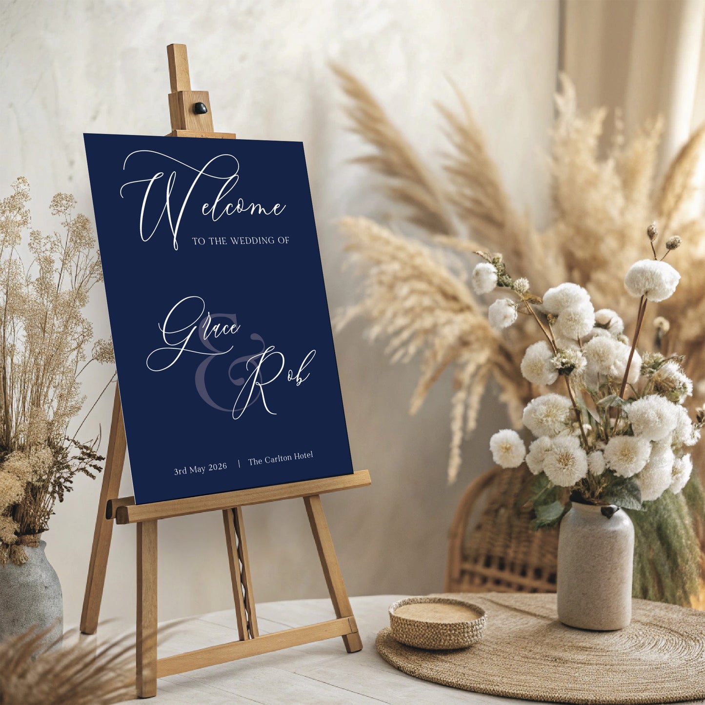 Classic Navy Wedding Welcome Sign