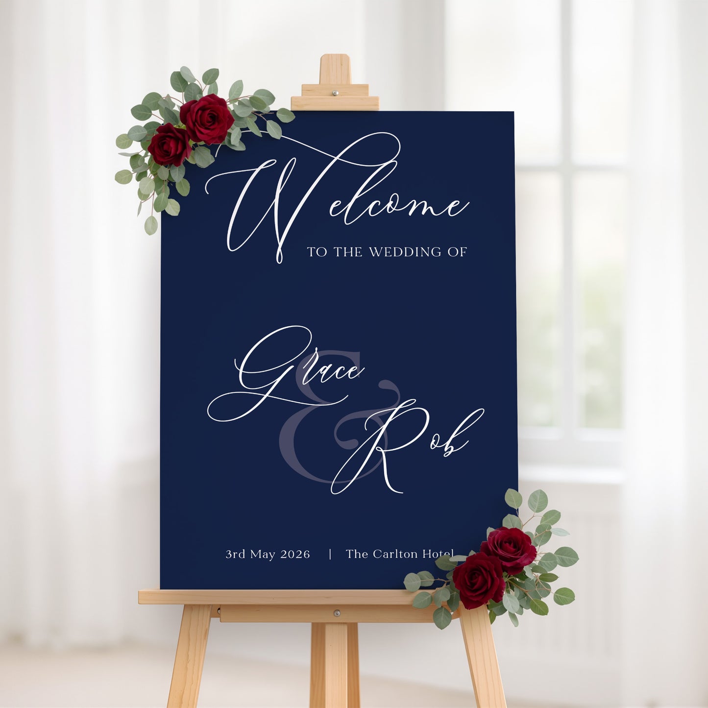 Classic Navy Wedding Welcome Sign