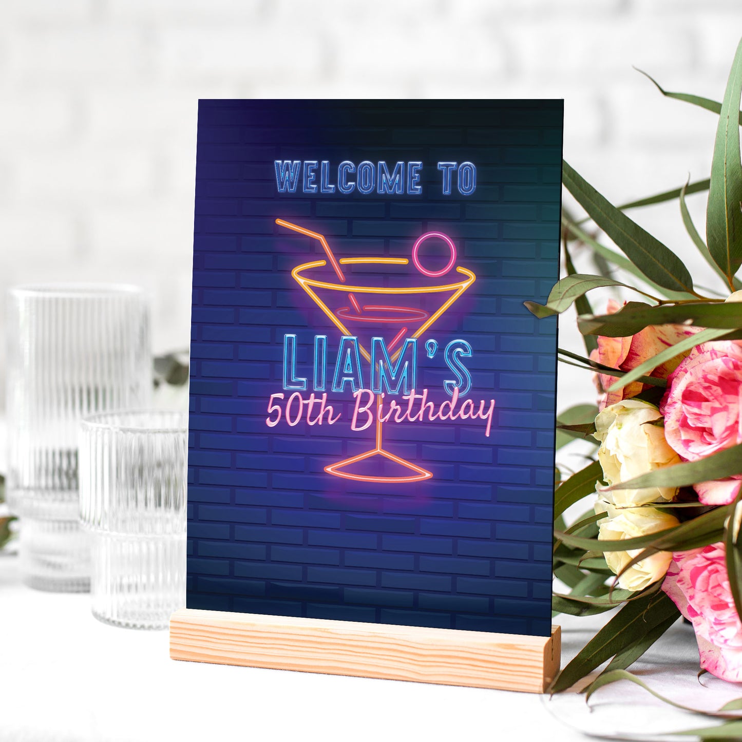 Neon Birthday Party Selfie Frame and Matching Party Sign