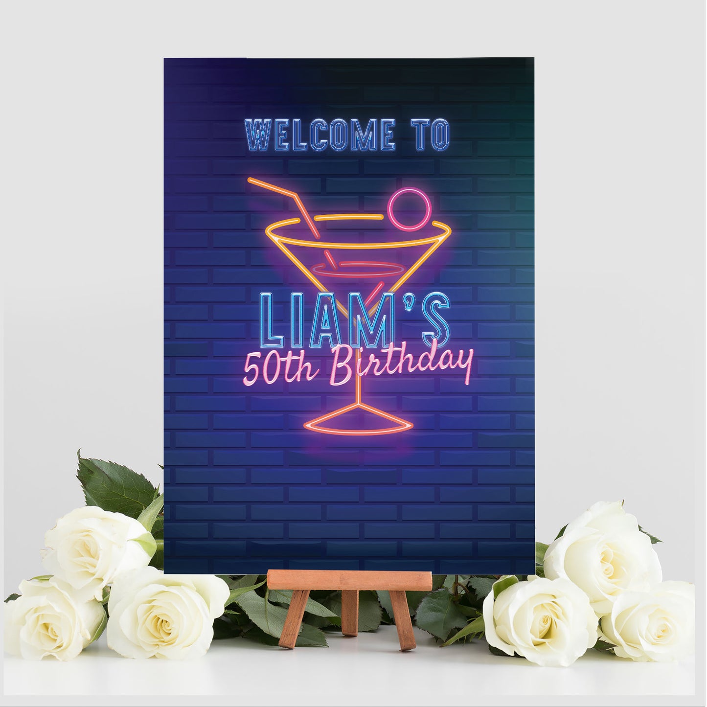 Neon Birthday Party Selfie Frame and Matching Party Sign