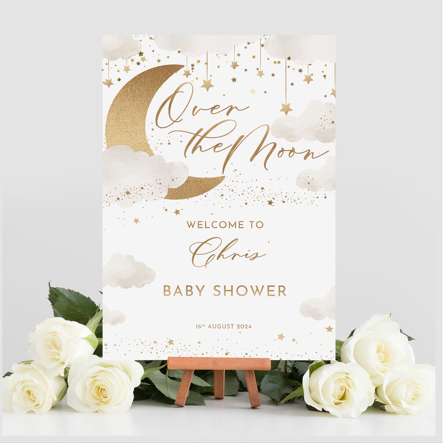 Over the Moon Baby Shower Selfie Frame & Sign