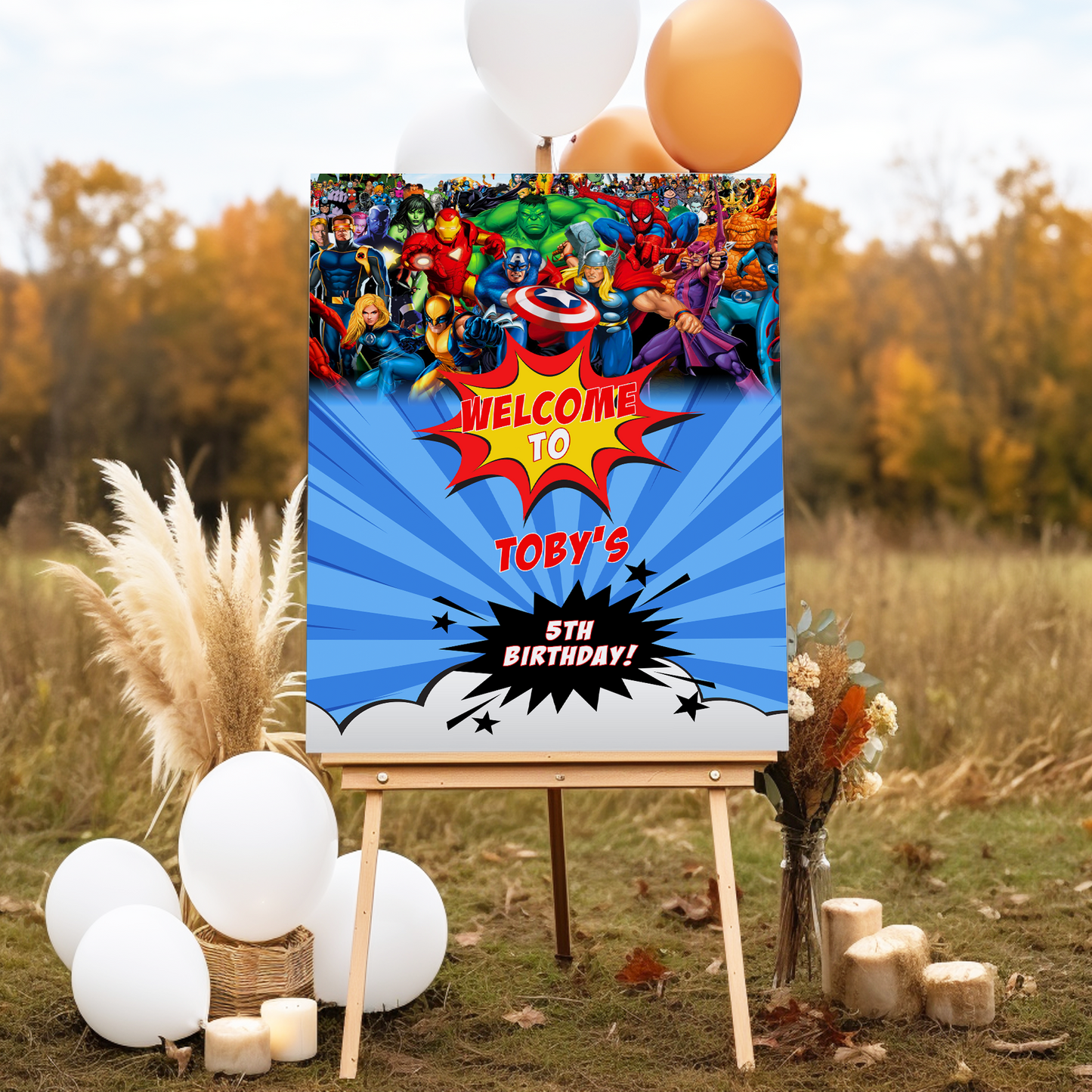 Superhero Birthday Party Sign