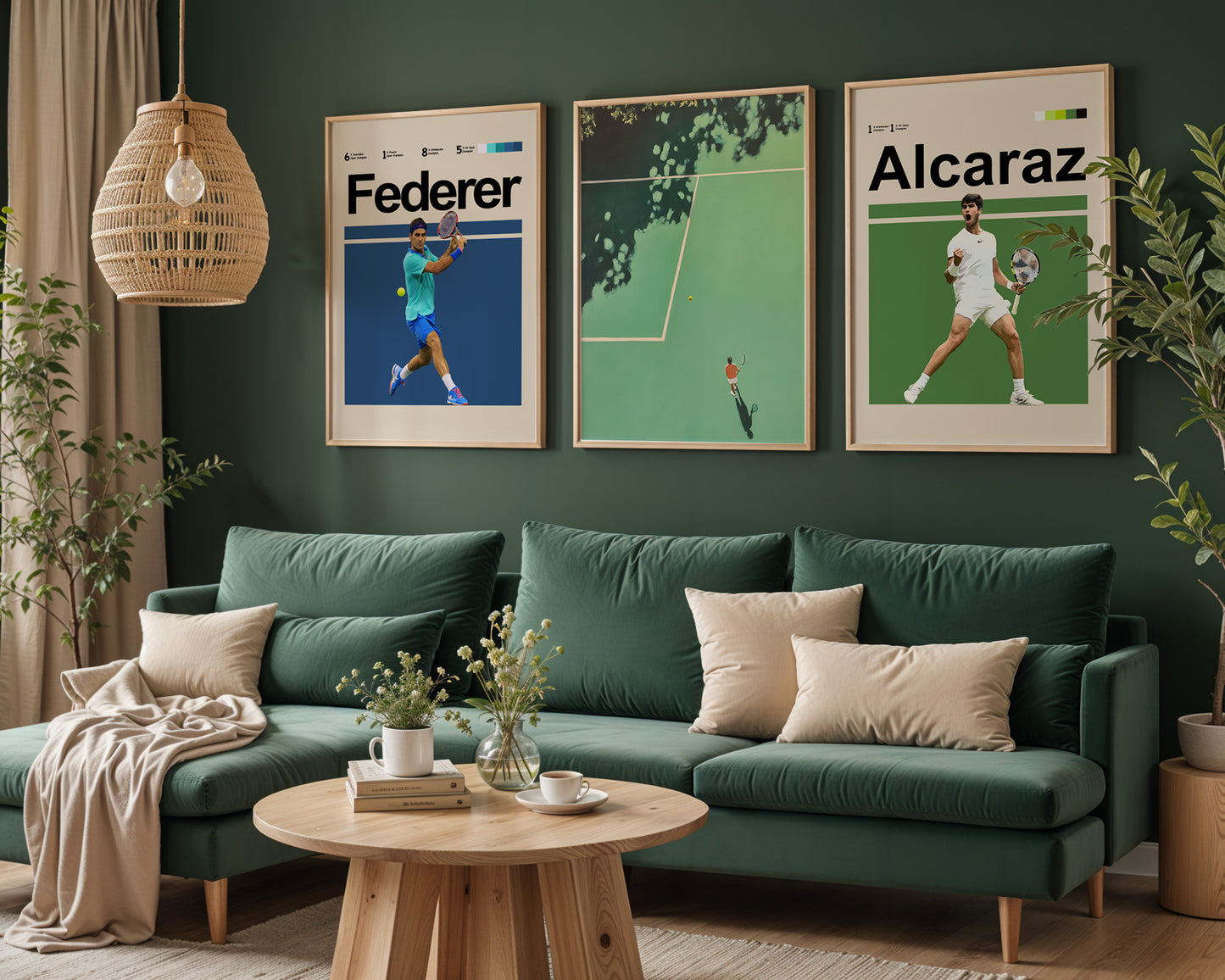 Set Of Three Tennis Posters – 2 Players + Court