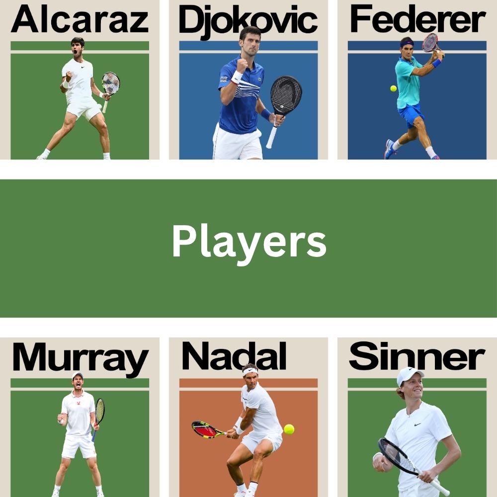 Set Of Three Tennis Posters – 2 Players + Court