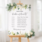 WHITE ROSE Wedding Order of Events Sign
