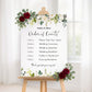 WHITE ROSE Wedding Order of Events Sign