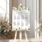 White Rose Floral Portrait Wedding Seating Plan Sign