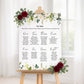 White Rose Floral Portrait Wedding Seating Plan Sign