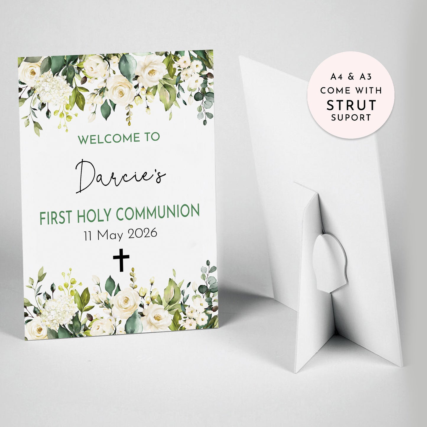 White Rose First Holy Communion Welcome Sign