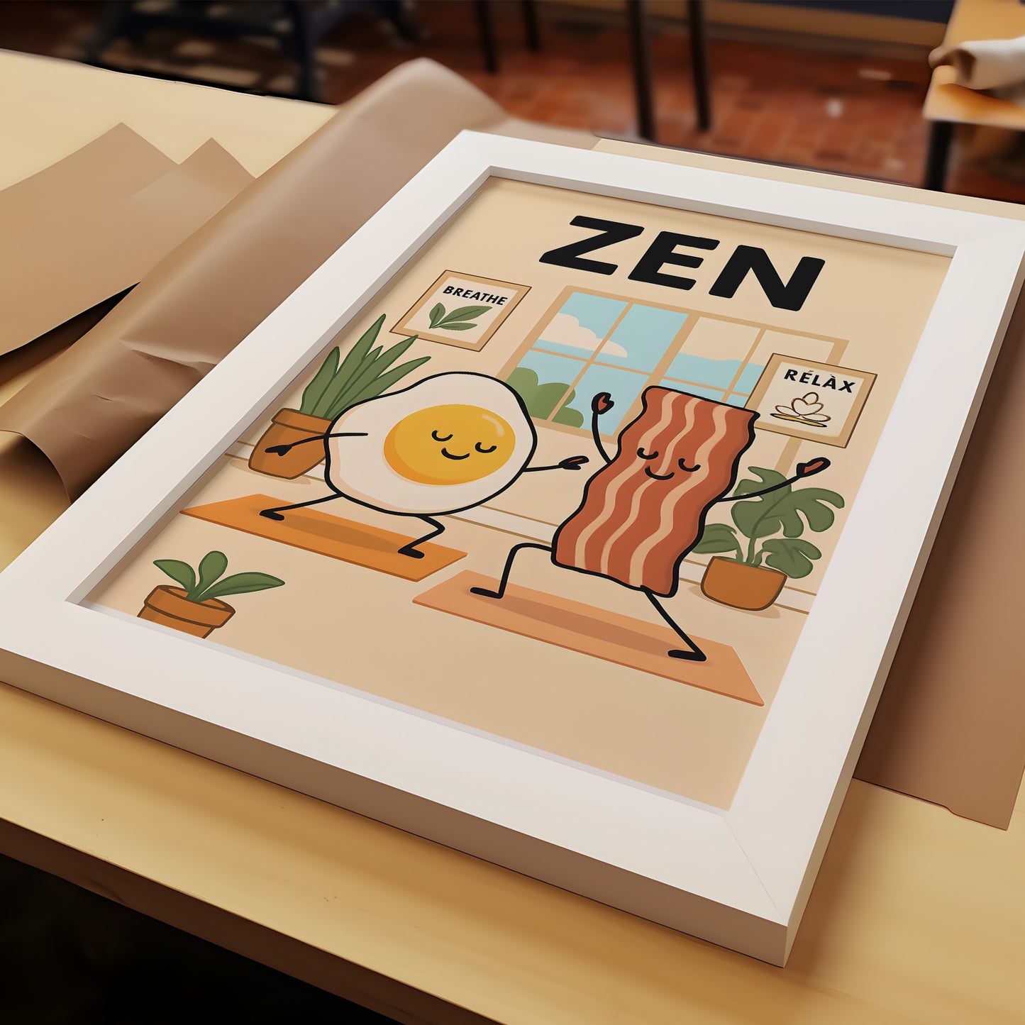 “Zen Breakfast” – Funny Yoga Poster
