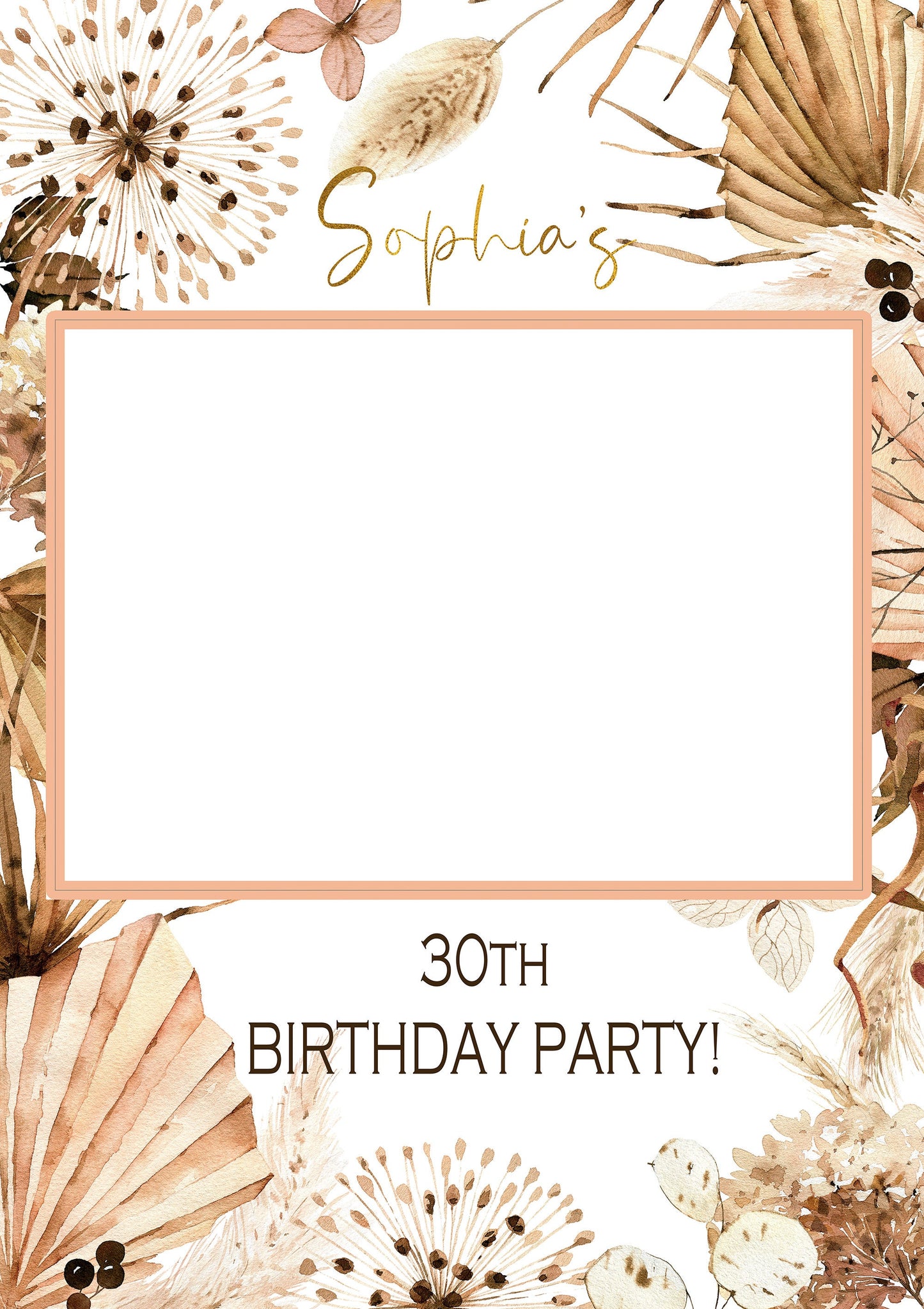 Boho Birthday Party Selfie Frame, Bohemian Photobooth Frame, 30th Birthday Party Decorations, 40th Birthday, 21st Birthday, ANY AGE