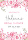 Bridal Shower Sign, Pink Floral Welcome Sign, Digital, Printed, Bridal Shower Decorations, Pink Floral Bridal Shower, Bridal Shower Sign