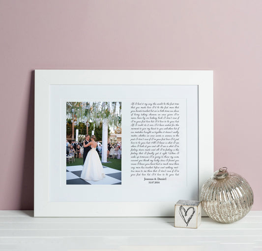 Song Lyrics Photo Print, Wedding Song Lyrics Gift, Wife Wedding Anniversary Gift, Song Lyrics Print, Wedding Photo, Husband Anniversary Gift