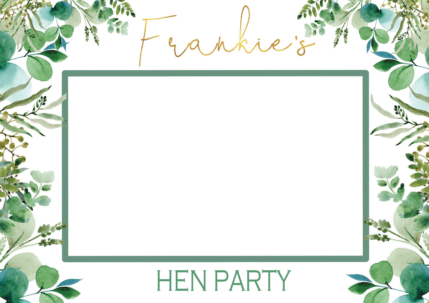 Greenery Hen Party Selfie Frame, Hen Party Photo Booth, Eucalyptus Selfie Frame, Bridal Shower Photo Prop Frame, PRINTED OR DIGITAL