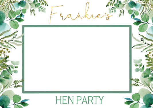 Greenery Hen Party Selfie Frame, Hen Party Photo Booth, Eucalyptus Selfie Frame, Bridal Shower Photo Prop Frame, PRINTED OR DIGITAL