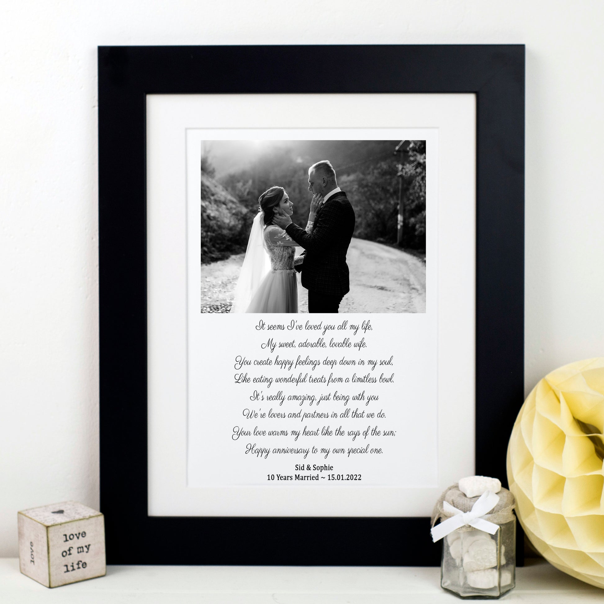 Personalised Poem & Photo Print, Anniversary Poem for Wife, Personalised Anniversary Photo Gift for Husband, 10 Year Anniversary Gift Wife
