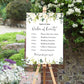 WHITE ROSE Wedding Order of Events, Wedding Timeline Sign, White Roses Wedding Order of Events