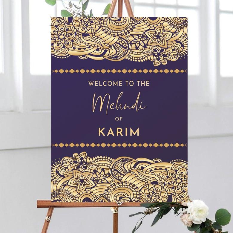 Mehndi Welcome Sign, Hindu or Sikh Wedding, Bridal Shower Mehndi, Mehndi Celebration Decorations, Mehndi Party