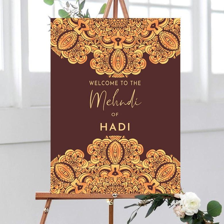 Mehndi Welcome Sign, Hindu or Sikh Wedding, Bridal Shower Mehndi, Mehndi Celebration Decorations, Mehndi Party