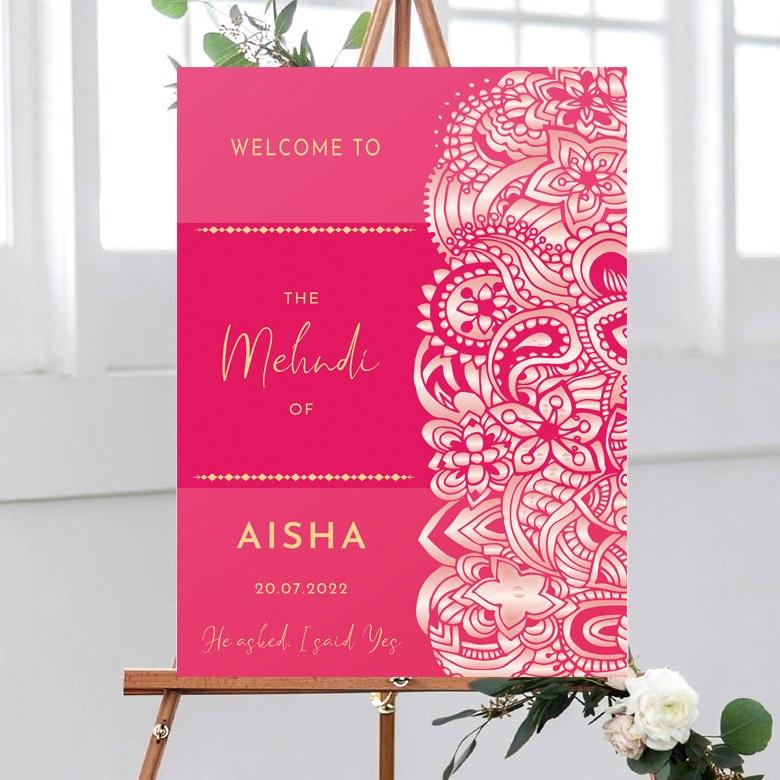 Mehndi Welcome Sign, Hindu or Sikh Wedding, Bridal Shower Mehndi, Mehndi Celebration Decorations, Mehndi Party