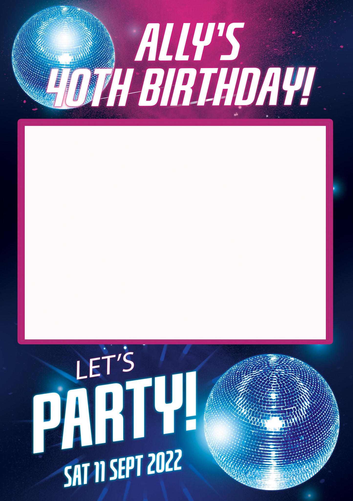 Birthday Party Selfie Frame, Disco Party Photobooth Frame, 30th Birthday Party, 40th or 50th Birthday Party Decorations