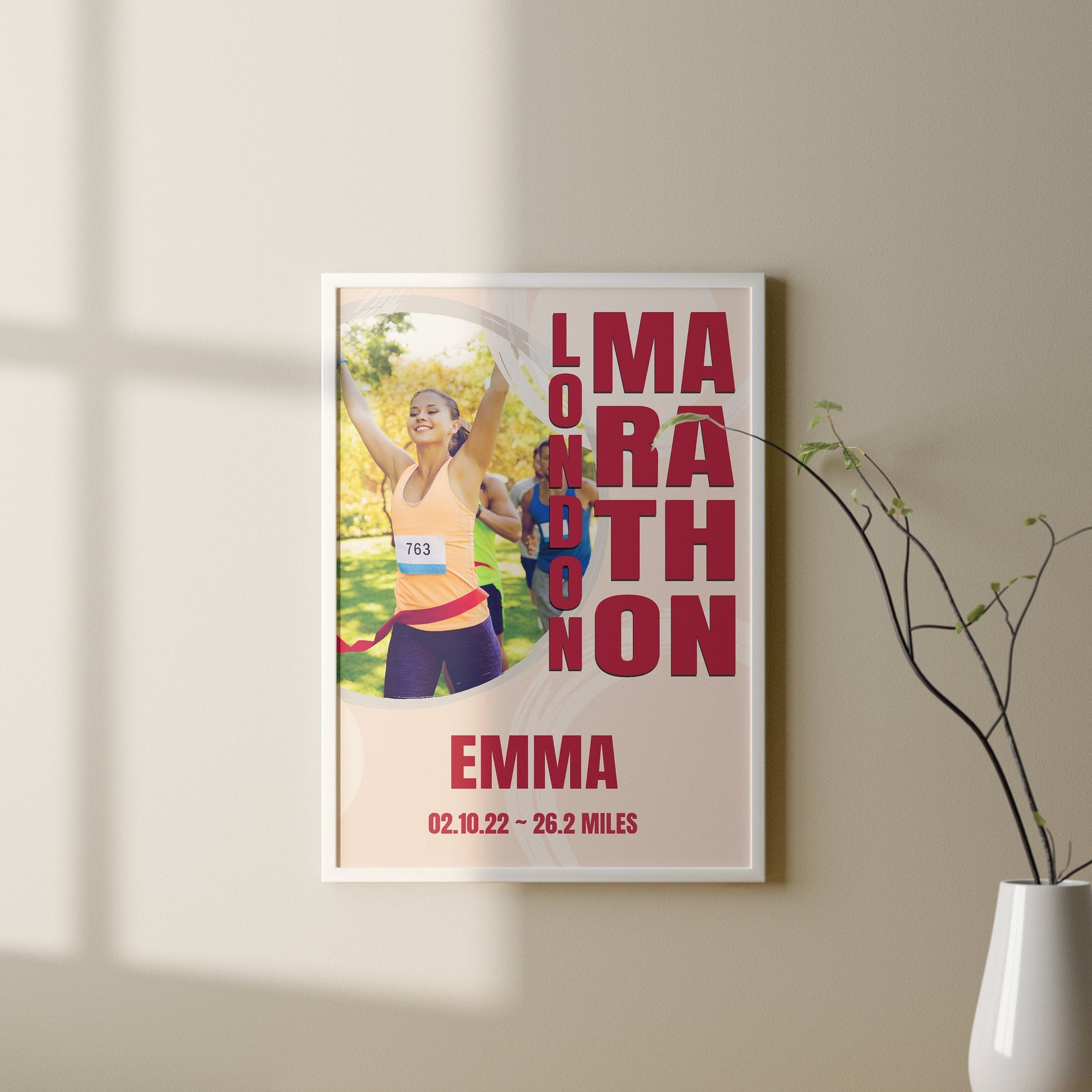 Personalised Marathon Print, London Marathon Photo Print, London Marathon Gift, Running Marathon Poster, Marathon Congratulations