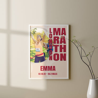 Personalised Marathon Print, London Marathon Photo Print, London Marathon Gift, Running Marathon Poster, Marathon Congratulations