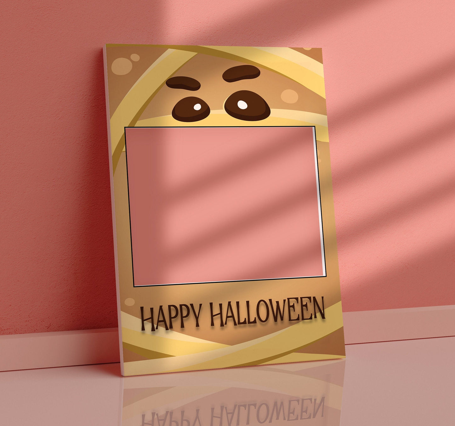 Halloween Party Photo Booth Frame and Matching Halloween Party Sign, 2 Piece Set Halloween Mummy Theme Selfie Frame, Printed Foamboard