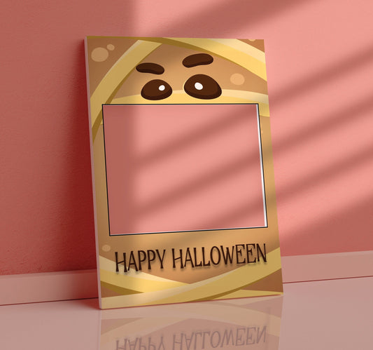 Halloween Party Photo Booth Frame and Matching Halloween Party Sign, 2 Piece Set Halloween Mummy Theme Selfie Frame, Printed Foamboard