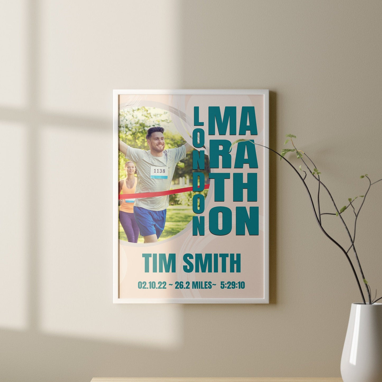 Personalised Marathon Print, London Marathon Photo Print, London Marathon Gift, Running Marathon Poster, Marathon Congratulations