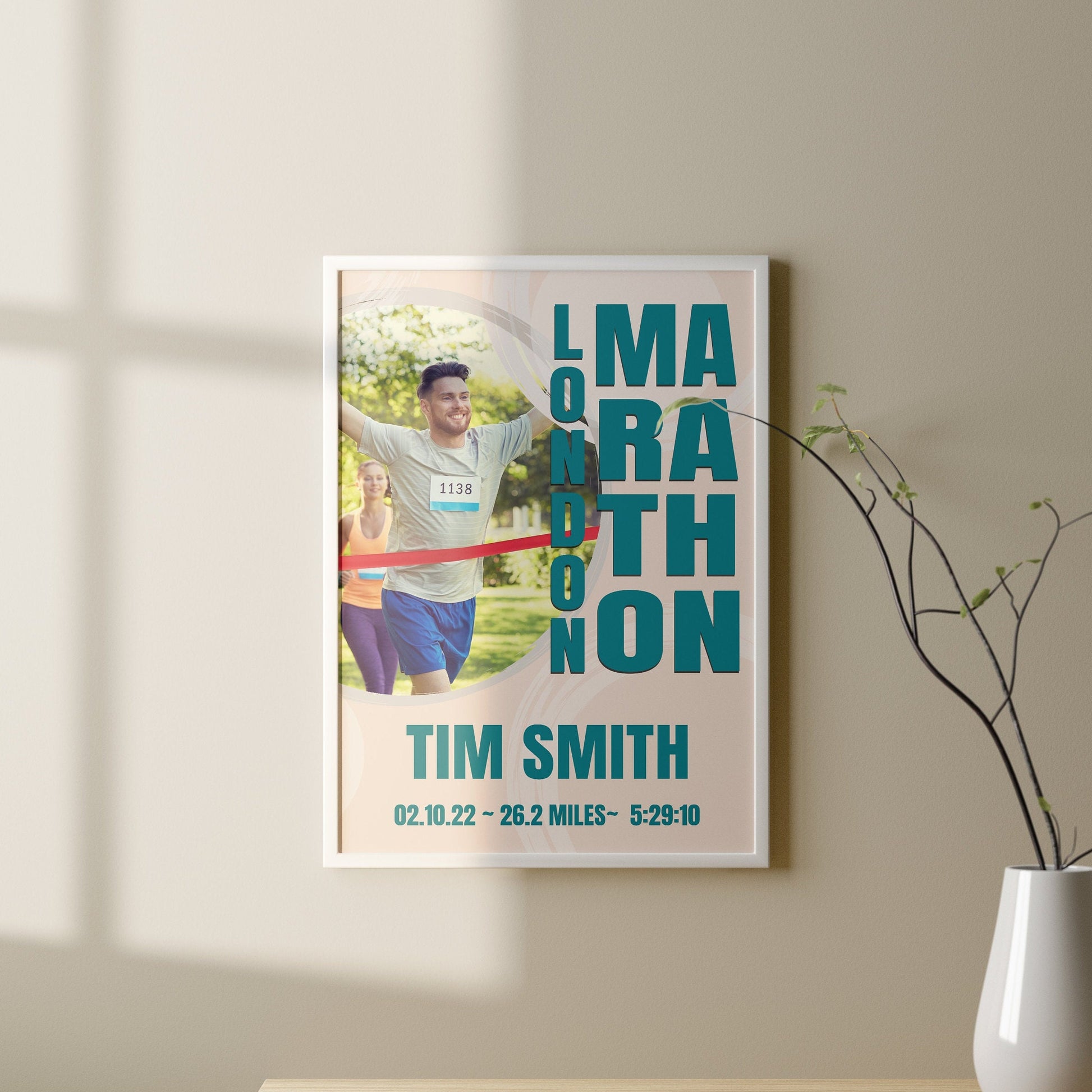 Personalised Marathon Print, London Marathon Photo Print, London Marathon Gift, Running Marathon Poster, Marathon Congratulations