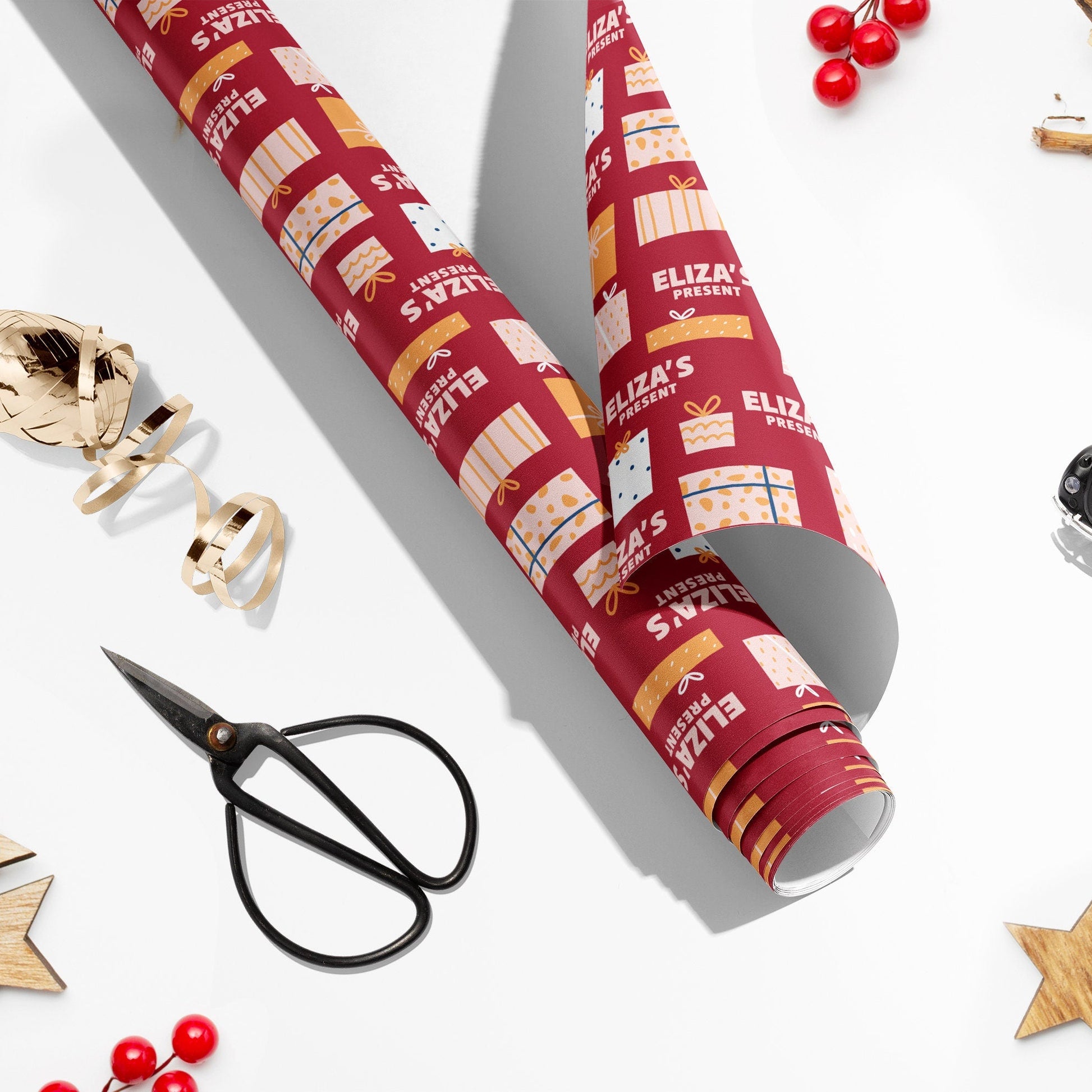 Personalised Christmas Wrapping Paper, Luxury Gift Wrap, Festive Wrapping Paper, Gift Wrapping, Wrapping paper with name