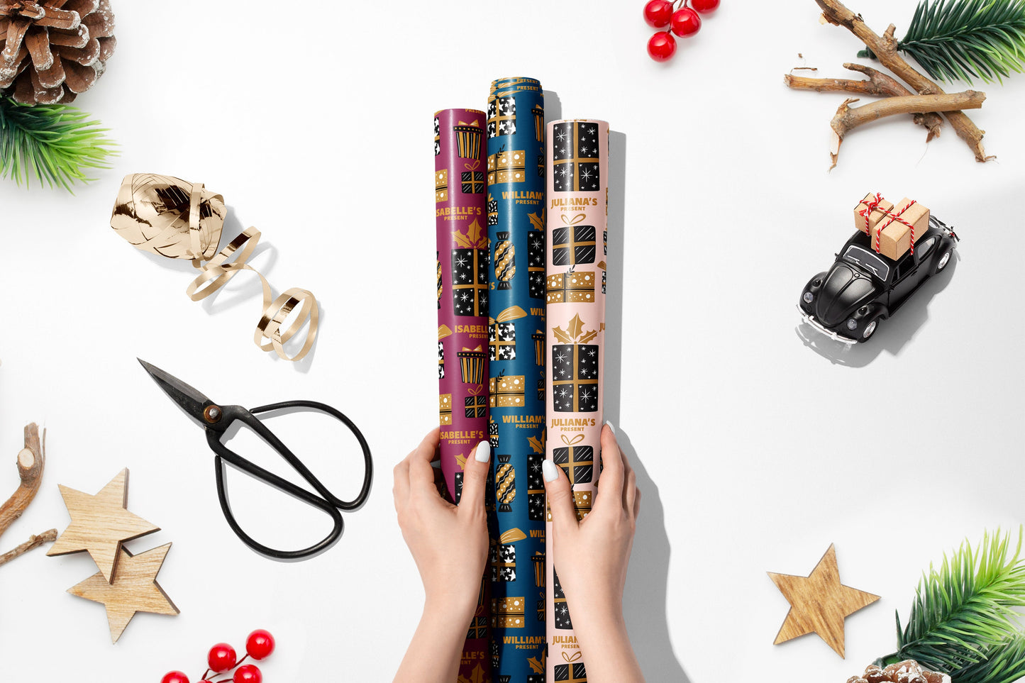 Personalised Christmas Wrapping Paper, Luxury Gift Wrap, Festive Wrapping Paper, Gift Wrapping, Wrapping paper with name, Christmas Paper