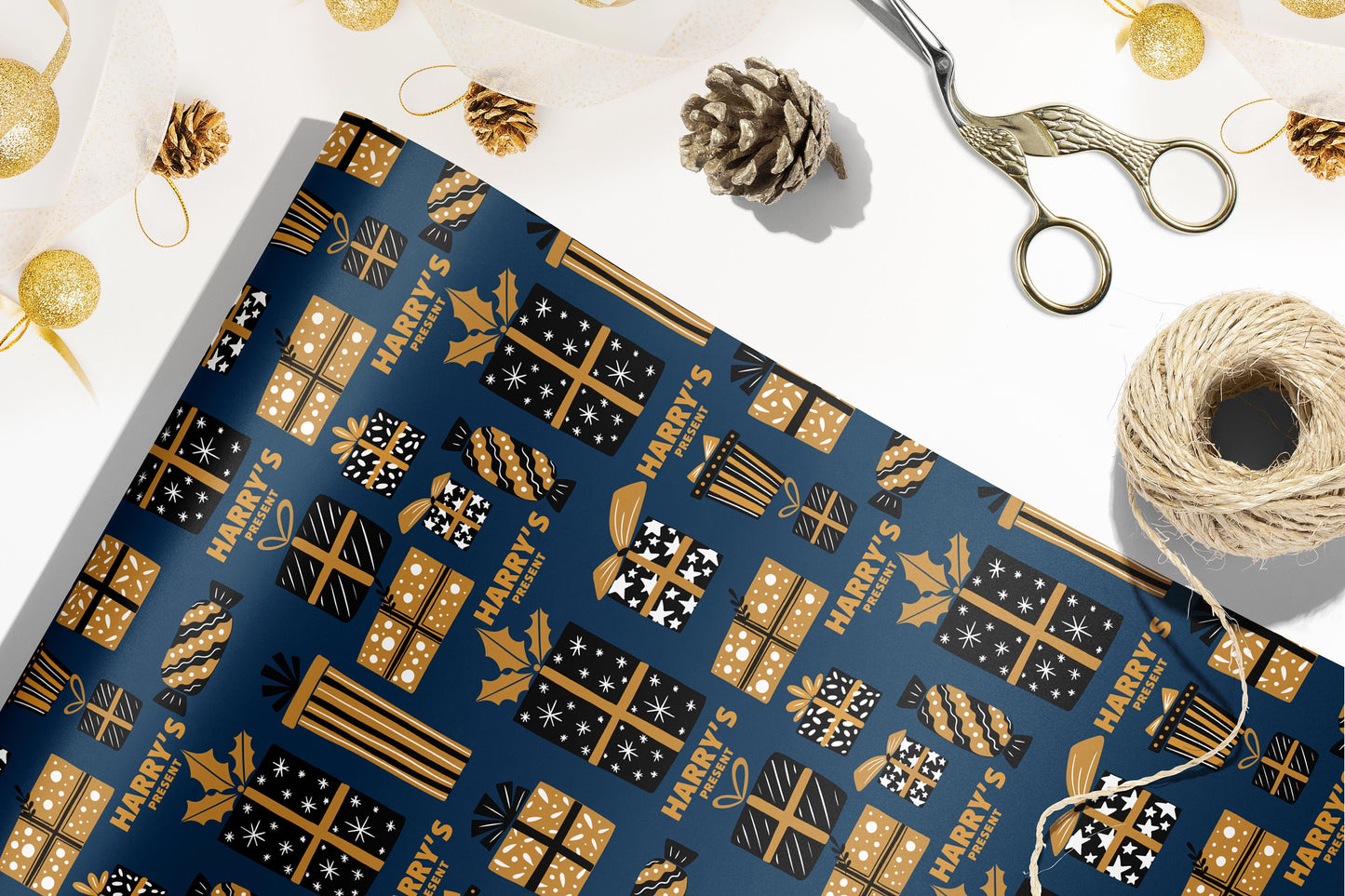 Personalised Christmas Wrapping Paper, Luxury Gift Wrap, Festive Wrapping Paper, Gift Wrapping, Wrapping paper with name, Christmas Paper